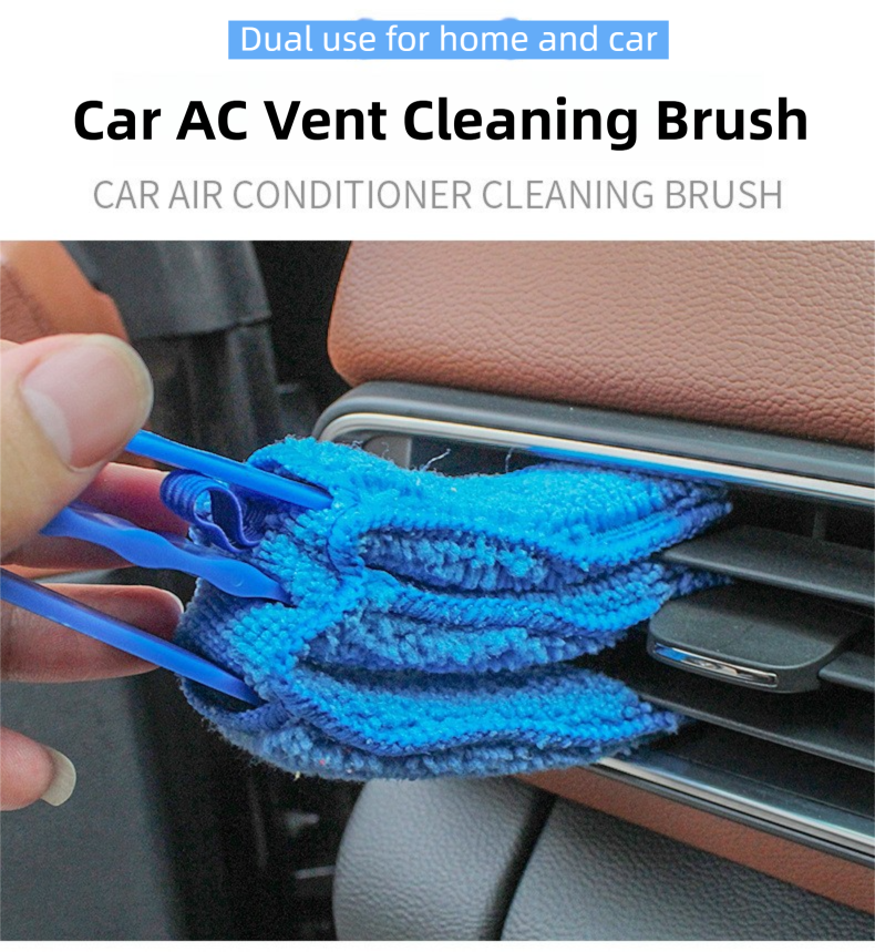 4 Pack Red Shutter and Car AC Vent Cleaner Brush with Washable Microfiber Cleaning Cloth – Reusable Window Blind Dust Remover for Air Vent, Car AC Vent, Fan & Narrow Gap