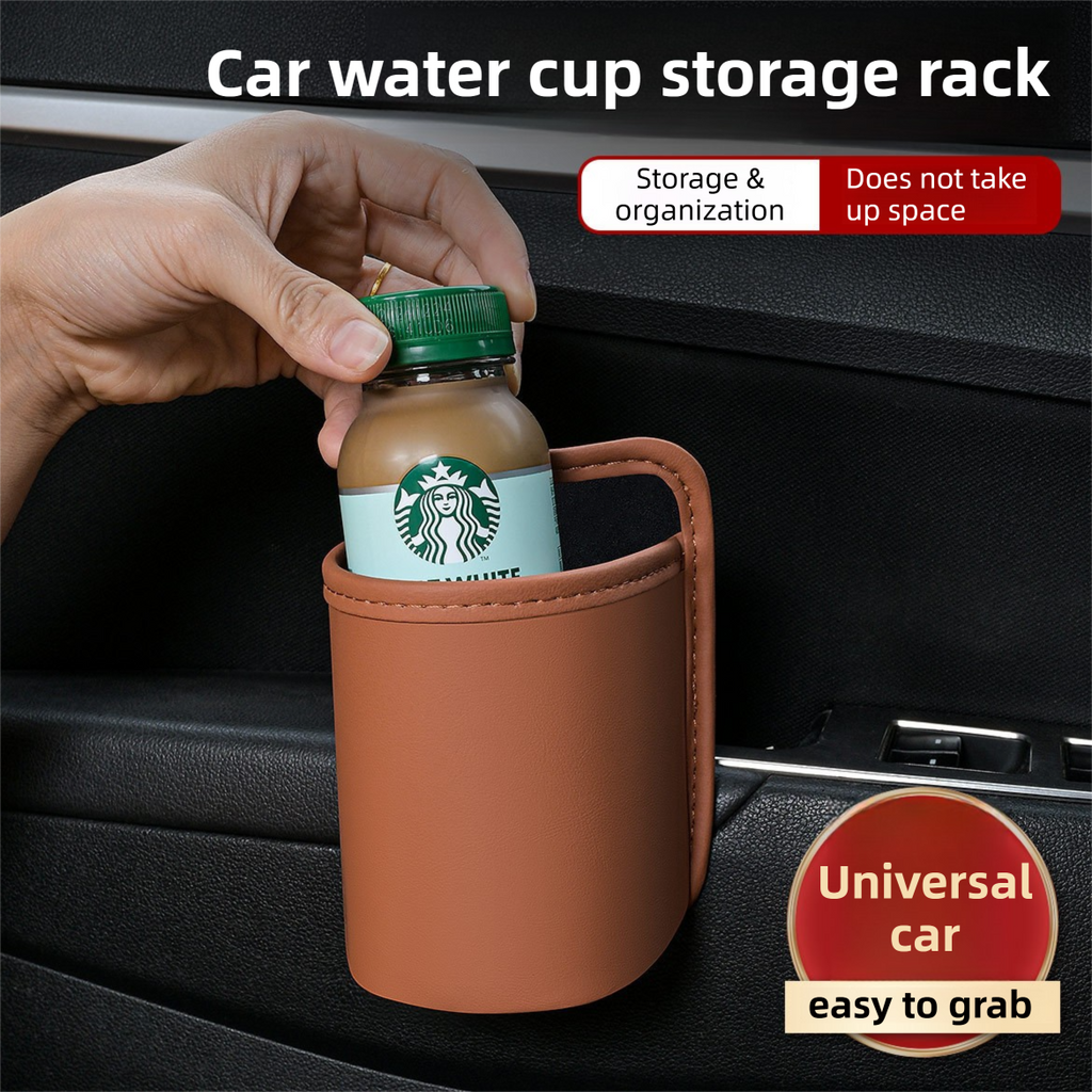 Black Waterproof Leather Car Hanging Storage Organizer with Back Clip 14.5 x 10.5CM – Mutifunctional Car Trash Bin Cup Holder Phone Storage Pocket for Seat Back, Door & Center Console