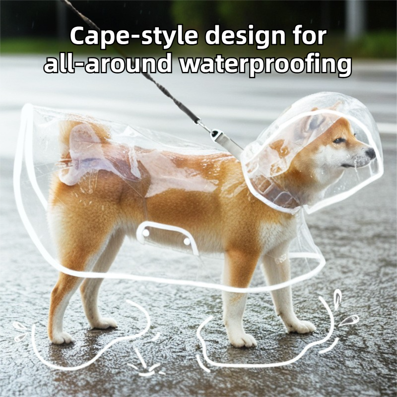 3 Piece Rainy Day Pet Care Set - XL Size Waterproof Dog Hooded EVA Transparent Raincoat with Full-Coverage Poncho Design Adjustable Snaps and Leash Access, Free High Absorbency Quick Dry 30 × 30cm Towel and 140 × 70cm Large Bath Towel for Small Medium Lar