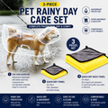 3 Piece Rainy Day Pet Care Set - 3XL Size Waterproof Dog Hooded EVA Transparent Raincoat with Full-Coverage Poncho Design Adjustable Snaps and Leash Access, Free High Absorbency Quick Dry 30 × 30cm Towel and 140 × 70cm Large Bath Towel for Small Medium La