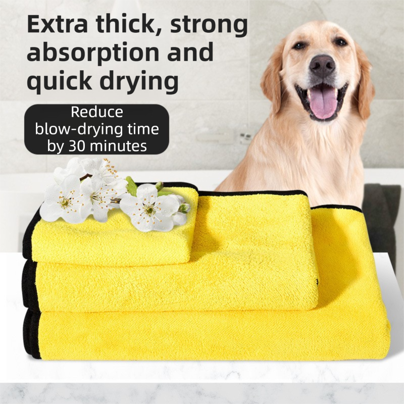 3 Piece Rainy Day Pet Care Set - 3XL Size Waterproof Dog Hooded EVA Transparent Raincoat with Full-Coverage Poncho Design Adjustable Snaps and Leash Access, Free High Absorbency Quick Dry 30 × 30cm Towel and 140 × 70cm Large Bath Towel for Small Medium La
