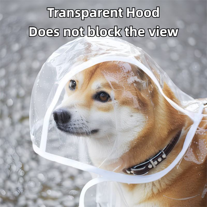 6XL Size Waterproof EVA Transparent Dog Hooded Raincoat and Pet Full-Coverage Poncho with Adjustable Snaps & Hidden Leash Opening, Quick-Drying and Easy to Clean for Small Medium Large Dogs