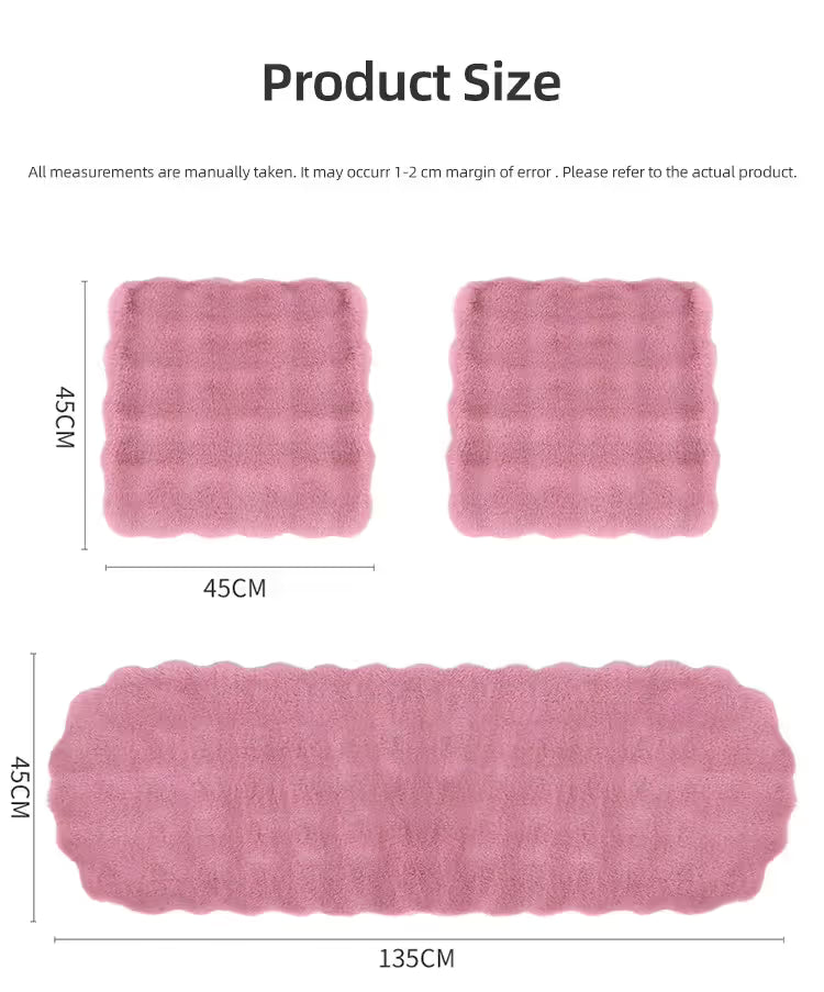 Khaki Soft 3D Fluffy Bubble Fleece Car Front Seat Single Pad with Non-Slip Backing, Universal Warm Plush Car Seat Cover 45 x 45cm White