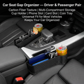 2x Carbon Fibre Car Seat Gap Filler Organiser Storage Box Cup Holder Charging