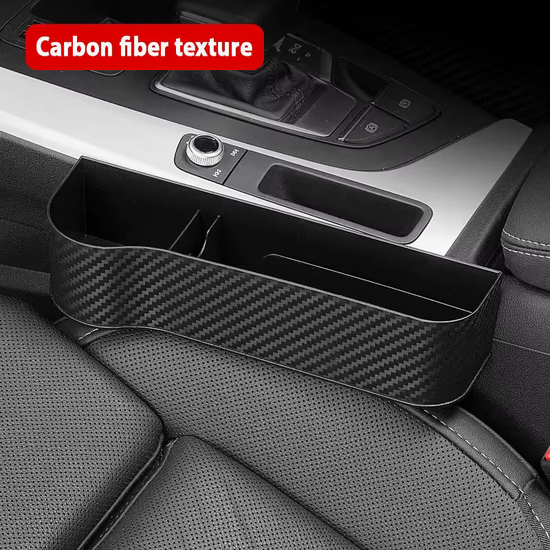 2x Carbon Fibre Car Seat Gap Filler Organiser Storage Box Cup Holder Charging