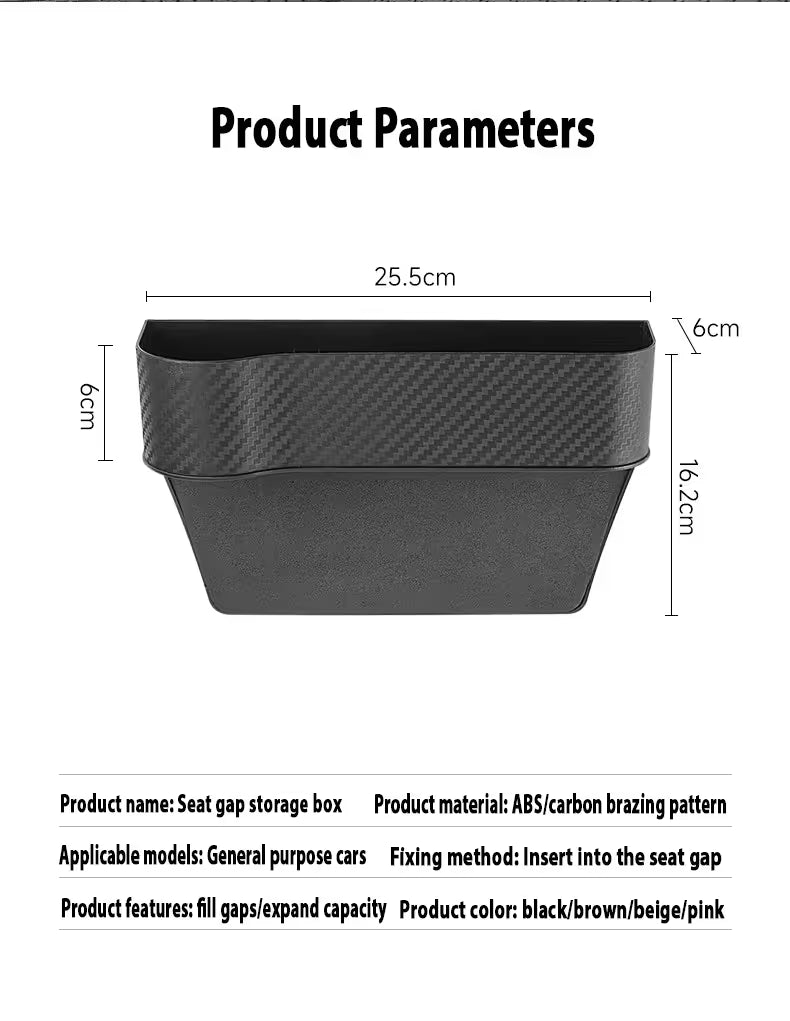 2x Carbon Fibre Car Seat Gap Filler Organiser Storage Box Cup Holder Charging