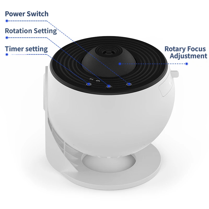White and Black USB Powered Galaxy Star Projector and Earth Globe Night Light with 12 HD Space Films, 1H / 2H Timer, Nebula Dynamic Rotation Effect & Adjustable Focus for Bedroom Kids Home Decor