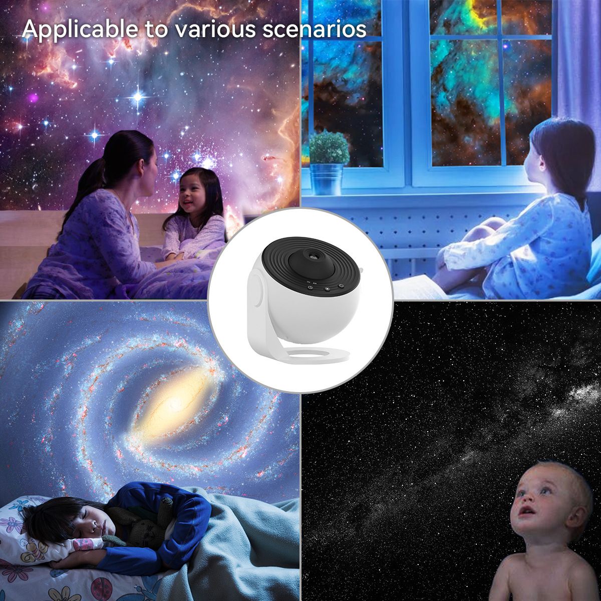 Black USB Powered Galaxy Star Projector and Earth Globe Night Light with 12 HD Space Films, 1H / 2H Timer, Nebula Dynamic Rotation Effect & Adjustable Focus for Bedroom Kids Home Decor