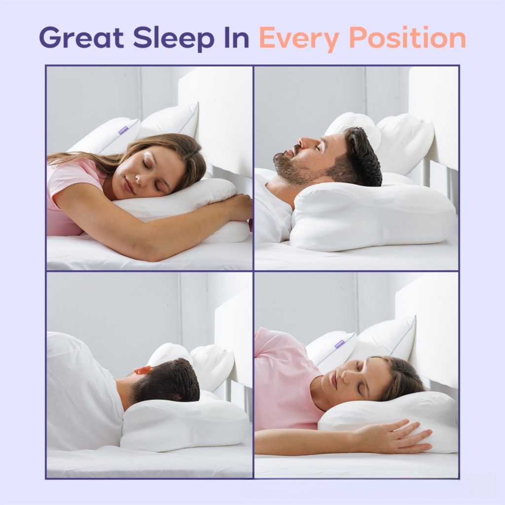 Light Blue Cloud Memory Foam Cervical Support Pillow Core and Cover (60 x 30 x 10CM) – Ergonomic Neck Orthopedic Contour Pillow for Side Back & Stomach Sleepers, Deep Sleeping and Pressure Relieving