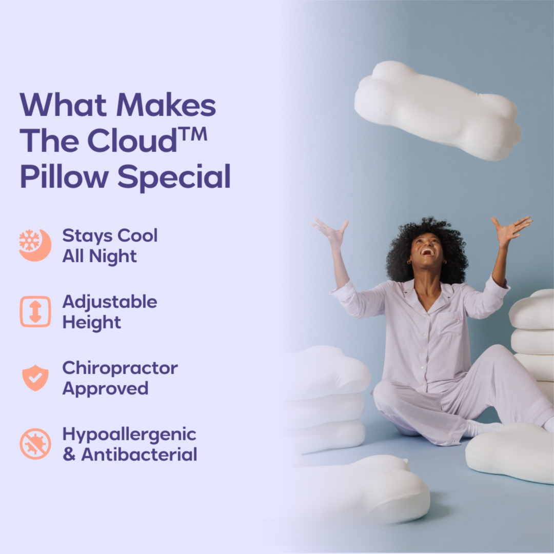Pink Cloud Memory Foam Cervical Support Pillow Core and Cover (60 x 30 x 10CM) – Ergonomic Neck Orthopedic Contour Pillow for Side Back & Stomach Sleepers, Deep Sleeping and Pressure Relieving