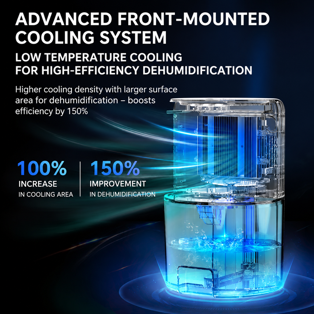 Mini Dehumidifier 2L Portable Quiet Air Purifying Night Light Auto Off Black