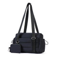 Black Women’s Fluffy Nylon Gym Travel Tote Bag and Coin Purse Set - Side Drawstring Cup Holder, Front / Back Zipper Pockets and Wet & Dry Separation, Large Capacity and Lightweight 11.7 x 4.2 x 8"