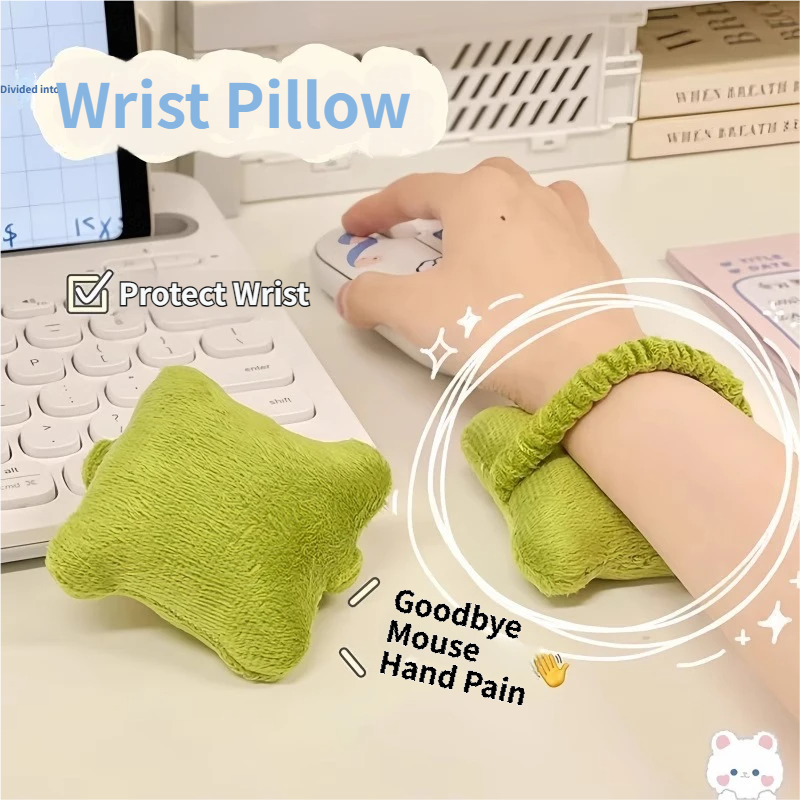 Pink Ergonomic Plush Wrist Rest 2PCS Set – 80×20cm Keyboard Wrist Pad + Pillow-Shaped Wrist Support Cushion with Strap (7.5×7cm) – Anti-Slip Memory Comfort Pad for Typing Gaming & Office Use
