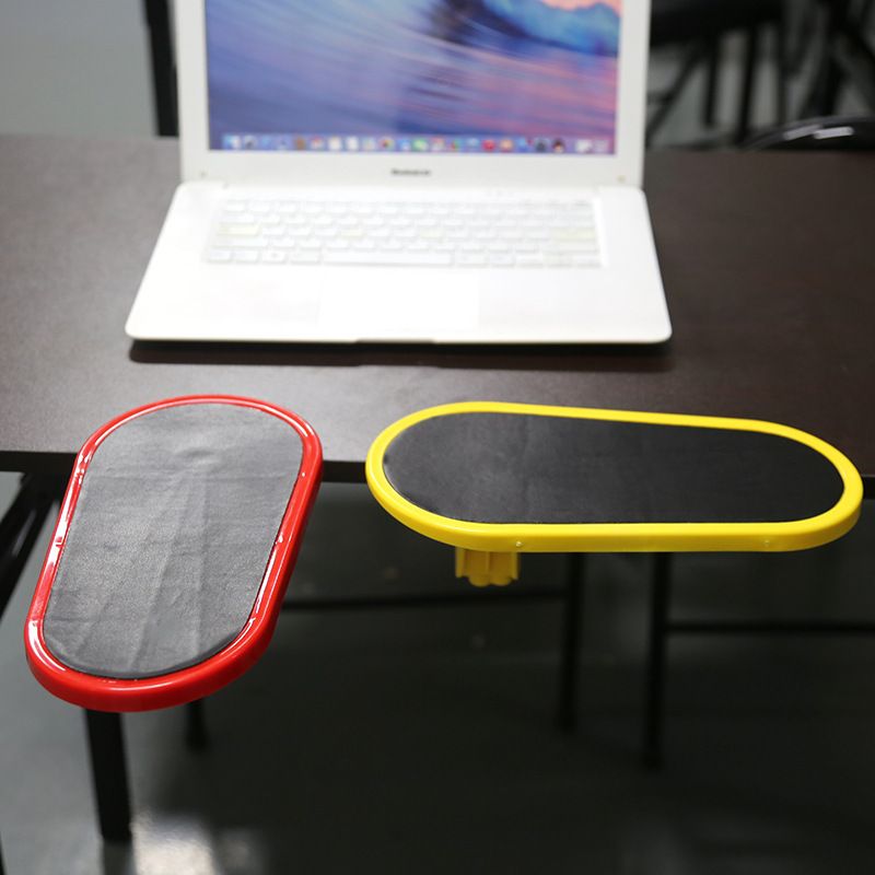 2 Pack Black Red 180° Rotating Ergonomic Arm Rest for Desk – Clamp On Computer Wrist & Elbow Support, No-Drill Installation (27×14cm)