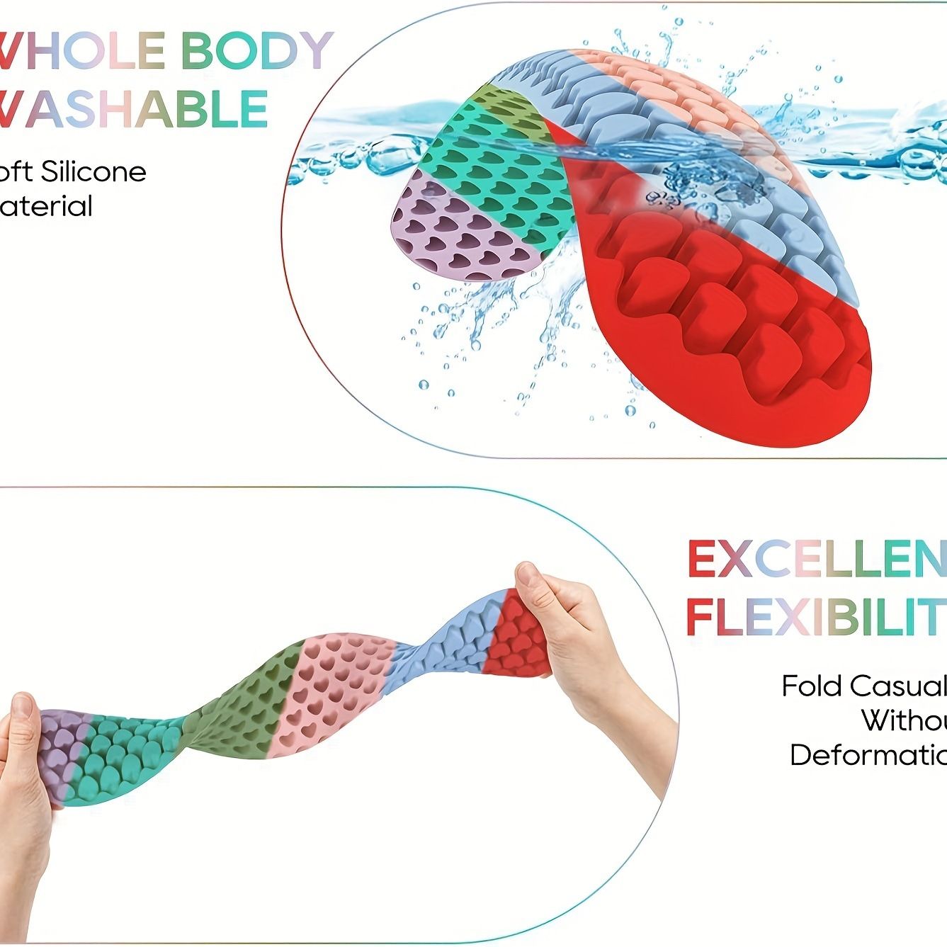 2-Piece Colorful Heart Silicone Ergonomic Keyboard & Mouse Wrist Pad Set – Washable Non-Slip Gel Hand Support for Home Office Gaming & Typing