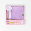 Purple Plush A5 Notebook and Pom Pom Pen Gift Box with Privacy Lock & Key - Soft Faux Fur Diary, Secure Personal Journal, Perfect Gift-Ready Stationery for Kids and Teens