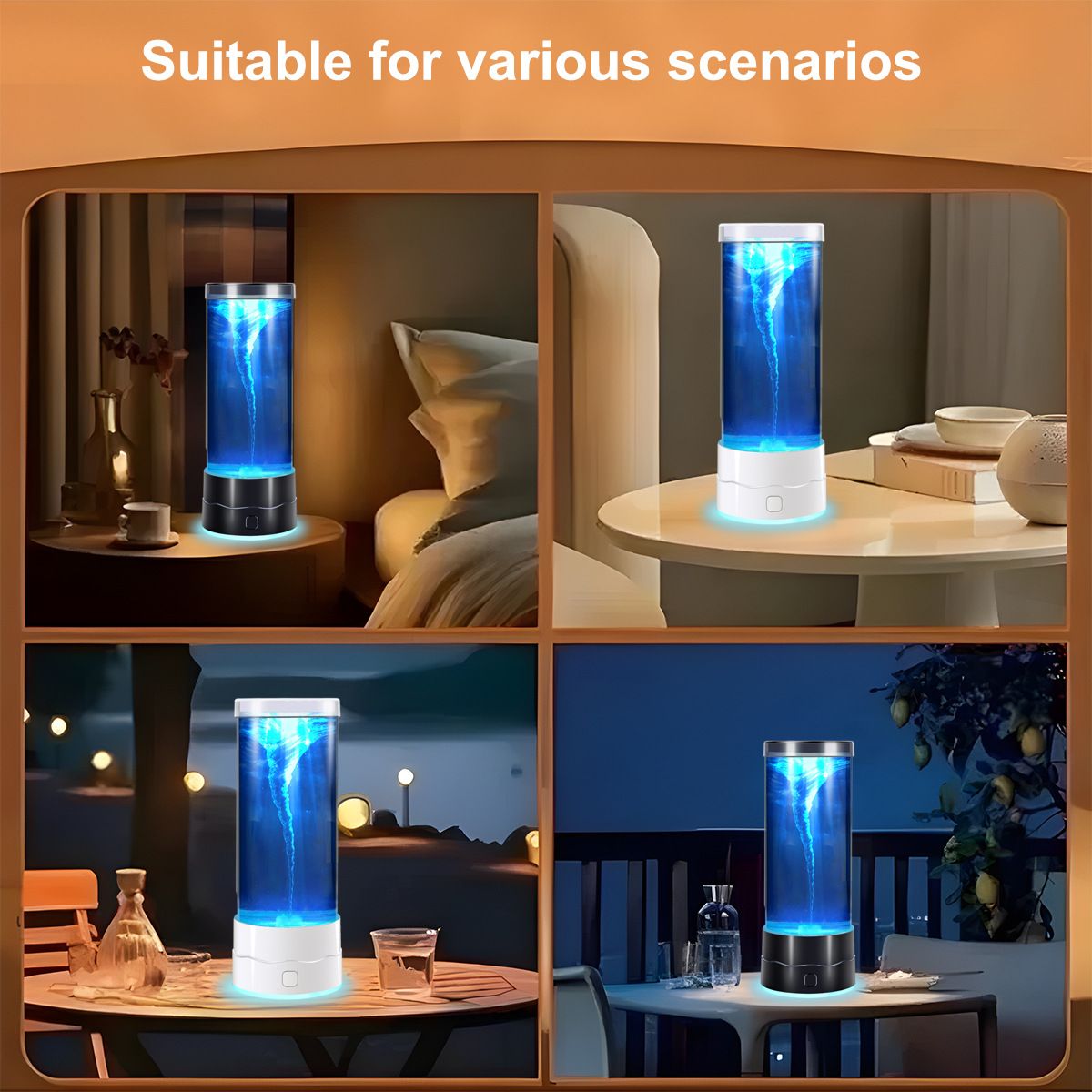 White Dynamic Tornado Touch Control Mood Night Light with Single Color / 7 Color Gradient Dual Mode and Glowing Base, USB Powered Creative Home Decor Table Lamp for Bedroom Living Room & Gift