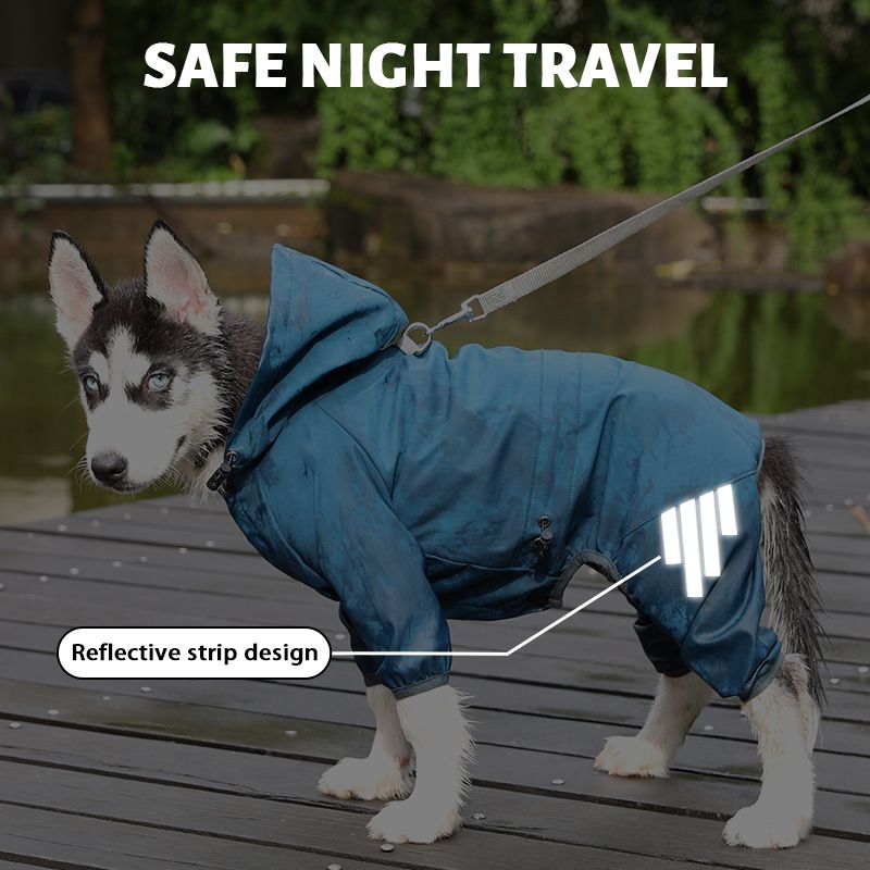 Pink Waterproof Full Body Dog Raincoat with Adjustable Hood & Waist, Easy Snap Closure and Hidden Leash Opening - Lightweight Four-Leg Reflective Pet Rain Suit for Small Medium Large Dogs, S Size