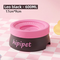 Leo Black 600ML Large No Spill Slow Water Dog Bowl, Pet Water Feeder with Floating Disk - Anti Wet Mouth and Cleaner Drinking, Food Grade PP & TPR, Fully Removable & Easy Clean