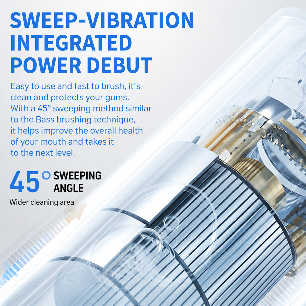 Black Rechargeable Dual-Action Vibration & 45° Scientific Sweep Cleaning Electric Toothbrush with 5 Brushing Modes, 4 Brush Head and Storage Base - Smart 2 Min Timer and 30s Quad Reminder, High-Density Rounded Bristles and 3D Precision Brush Head Design