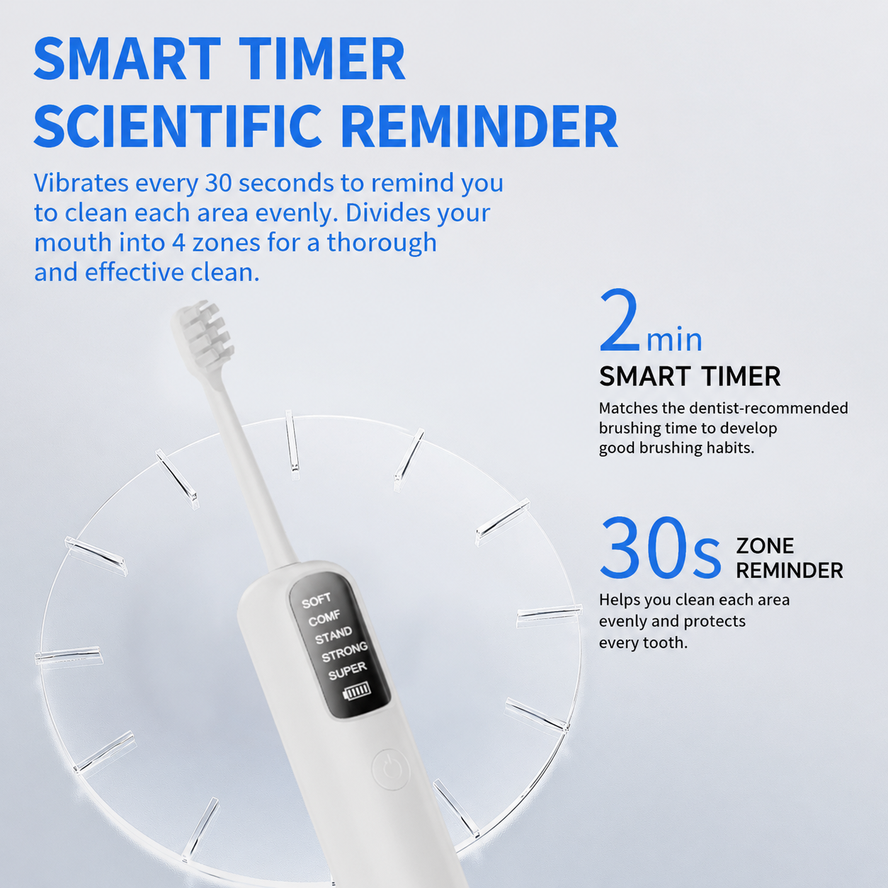 Black Rechargeable Dual-Action Vibration & 45° Scientific Sweep Cleaning Electric Toothbrush with 5 Brushing Modes, 4 Brush Head and Storage Base - Smart 2 Min Timer and 30s Quad Reminder, High-Density Rounded Bristles and 3D Precision Brush Head Design