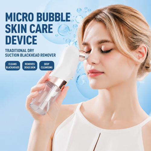 2-in-1 Microbubble Oxygen Hydration Facial Pore Cleaner with Waste Separation Design, 3 Level Suction and 6 Replaceable Heads - Vacumn Pore Cleanser and Microbubble Oxygen Hydration Device for Home & Travel Skincare