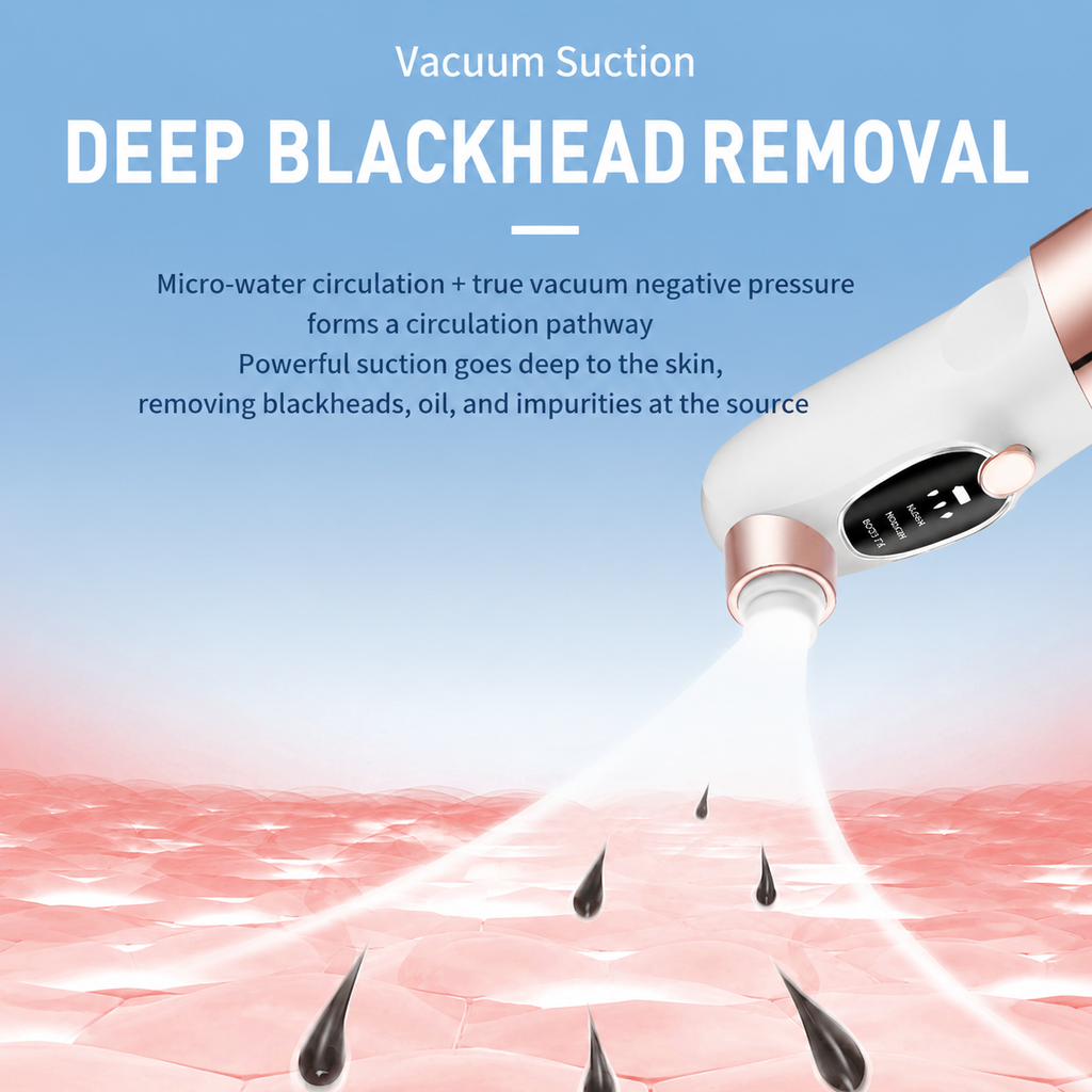 2-in-1 Microbubble Oxygen Hydration Facial Pore Cleaner with Waste Separation Design, 3 Level Suction and 6 Replaceable Heads - Vacumn Pore Cleanser and Microbubble Oxygen Hydration Device for Home & Travel Skincare