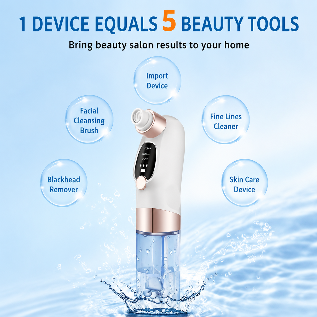 2-in-1 Microbubble Oxygen Hydration Facial Pore Cleaner with Waste Separation Design, 3 Level Suction and 6 Replaceable Heads - Vacumn Pore Cleanser and Microbubble Oxygen Hydration Device for Home & Travel Skincare