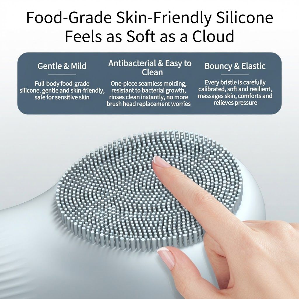 Pink 45°C Constant Heating Silicone Facial Cleansing Brush and 3pcs 8-Layer Fine Foaming Nets Set - Electric Sonic Face Scrubber with Dual-Sided Cleaning Surface & 3-Speed Vibration Massage, IPX7 Waterproof Skincare Absorption and Massage Device