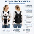 Black Hands Free Adjustable Dog Carrier Backpack with 3-Point Support, Reserved Tail Opening and Wide Padded Straps - Chest & Back Dual Use, Breathable on Both Sides and Quick-release Safety Buckles for Walking Bike Travel Outdoor Use, L Size