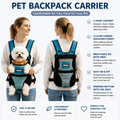 Blue Hands Free Adjustable Dog Carrier Backpack with 3-Point Support, Reserved Tail Opening and Wide Padded Straps - Chest & Back Dual Use, Breathable on Both Sides and Quick-release Safety Buckles for Walking Bike Travel Outdoor Use, L Size