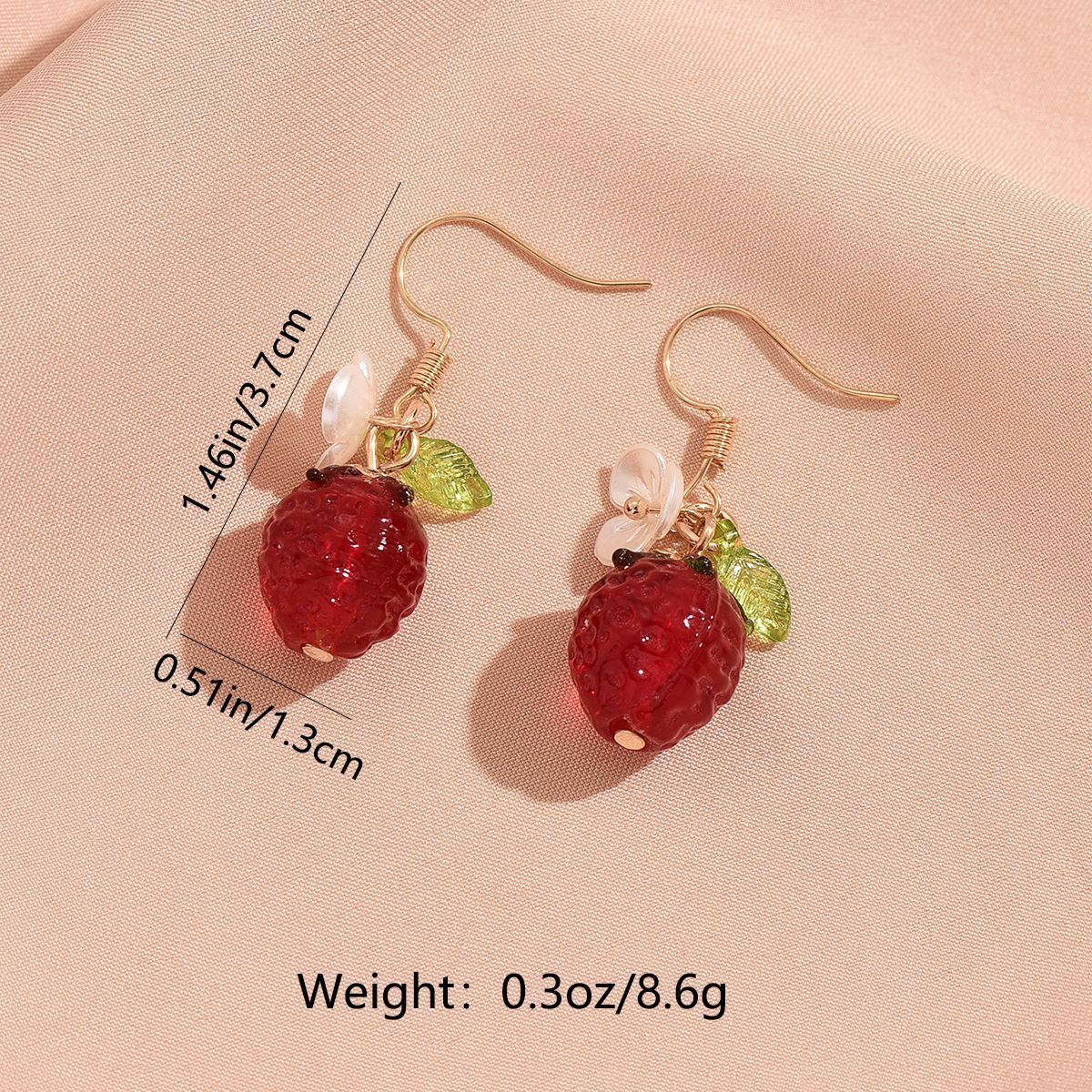 Cute Crystal Strawberry Pendant Jewelry Set for Women with Flower Berries Leaves Design Hook Earrings and Necklace - Vintage Gold Plated Fruit Charm Accessories Gift Box for Daily Wear, Parties, Dates and Occasions