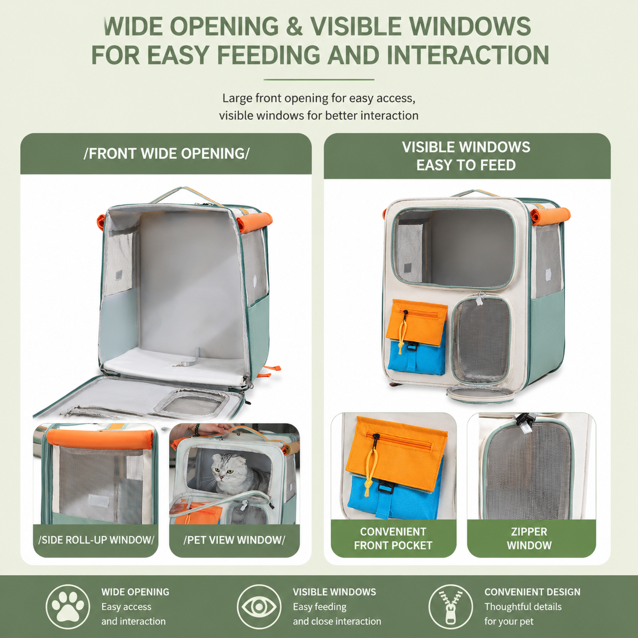 Brown and Grey Large Space Pet Carrier Trolley – Foldable Cat Carrier Backpack with Breathable Side Mesh & View Window, Silent Rolling Wheels, Storage Pocket and Removable Bottom Pad for Dog and Cat, 42 x 36 x 27CM