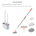 9-piece White and Orange Complete Home Cleaning Brush Set - Stainless Steel Telescopic Bathroom Scrubber and Wall Mounted Silicone Toilet Brush Kit with Multiple Replaceable Heads for Deep Cleaning Tiles, Floors, and Toilets