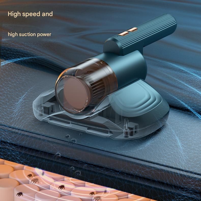 Green Cordless Handheld Mite Removal Vacuum - 10KPA Suction, UV Blue Light, 200ML Dust Cup, 3-Stage Filtration - Portable Cleaner for Bed, Sofa & Carpet
