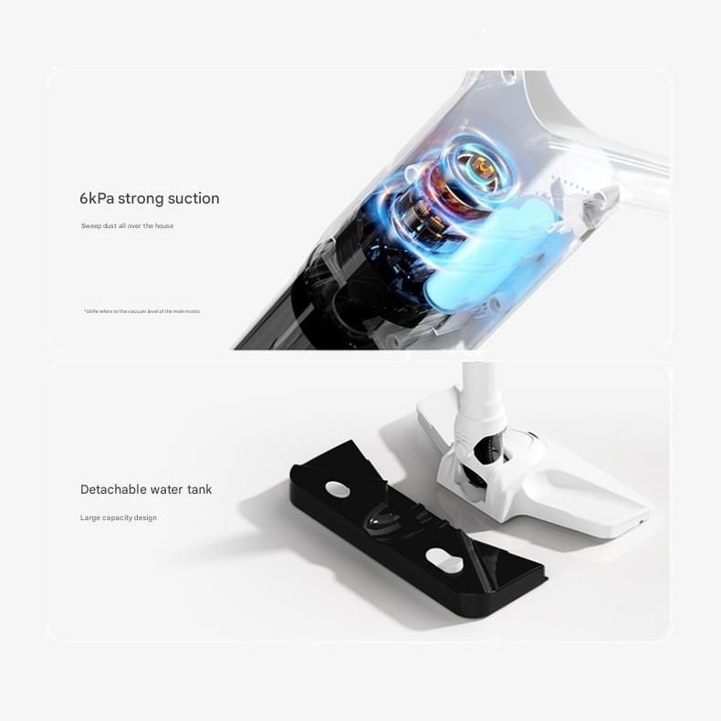 White Cordless Vacuum and Mop Combo - 6kPa Suction, 2000mAh Battery, 180° Flexible Floor Brush, Washable Filter - 2-in-1 Wet Dry Stick Vacuum Cleaner for Hard Floors, Tiles and Carpet
