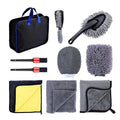 10pc Car Cleaning Kit Microfibre Wash Mitt Drying Towel Wheel Detail Brushes