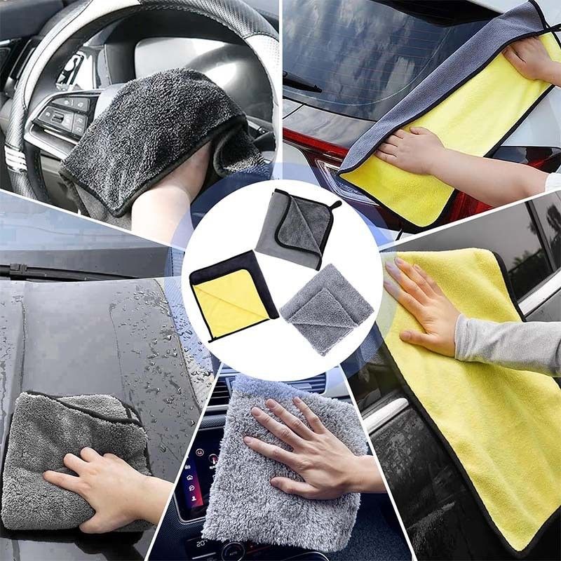 10pc Car Cleaning Kit Microfibre Wash Mitt Drying Towel Wheel Detail Brushes