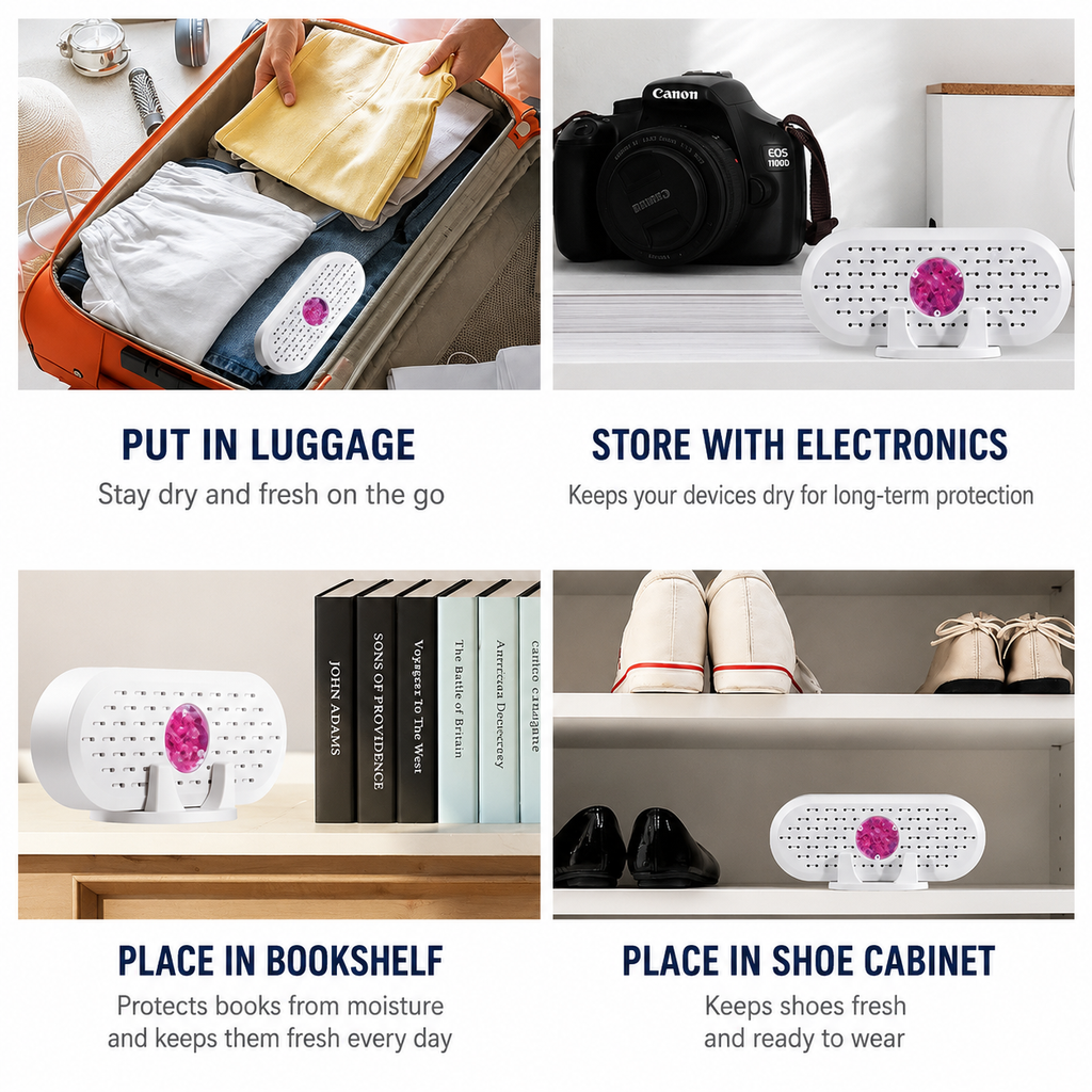 Mini Rechargeable Dehumidifier Wardrobe Closet Moisture Absorber Anti Mould