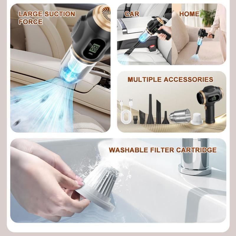 Black and White Cordless 2-in-1 Cleaning Kit  Vacuum cleaner(2 x 2000mAh) and Spin Scrubber Set（Includes three types of brush heads） for Home Car Kitchen Bathroom Cleaning