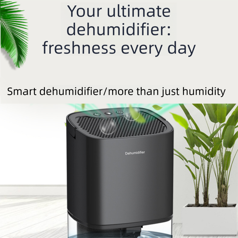Mini Dehumidifier 1000ml Portable Quiet Moisture Absorber Night Light Black
