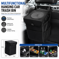 Black small size 15*17*25cm Car Trash Bin with Oxford Cloth Construction - Foldable Hanging Car Organizer, Waterproof Washable Lining, Flip Top Lid, Multi Purpose Storage Bin for Car Interior Travel and Daily Driving