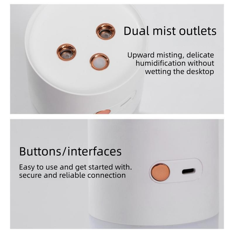 Creative Romantic Home Gift Set - White Dual Spray USB Humidifier with  Warm LED Night Light and White Acrylic Decorative Ambient Lamp, Portable Lamp and Car Humidifier Bundle for Bedroom Office Living Room