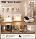 3PCS Smart Home Atmosphere Set – White USB Rechargeable Camera Humidifier & 2pcs White RGB Motion Sensor Wall Light, Magnetic Wireless Night Lamp with Remote Control for Bedroom, Living Room & Office