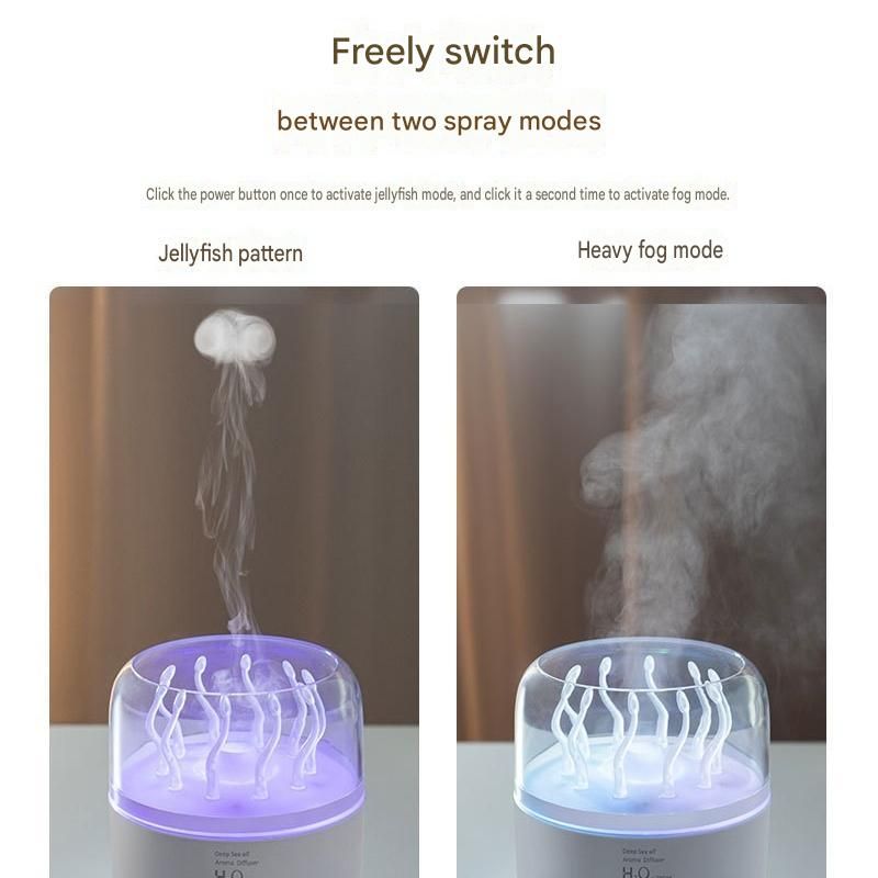 2 piece Cozy Home Duo set -Black Jellyfish Humidifier  and 150×200cm Forest Path Tapestry -humidifier featuring multi-color lights and aromatherapy diffusion,Hanging cloth Room Decor Brushed No-Stretch Fade Resistant Nature Decor with Installation Kit