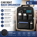 Black Car Seat Back Organizer - 210D Oxford Cloth, Water-Resistant & Multi-Pocket Design - Space-Saving Storage for Cars, Camping & Home Use