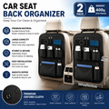 2x Car Seat Back Organiser Multi Pocket Water Resistant Oxford Black
