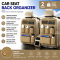 2x Car Seat Back Organiser Multi Pocket Water Resistant Oxford Brown