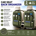 2x Car Seat Back Organiser Multi Pocket Water Resistant Oxford Green