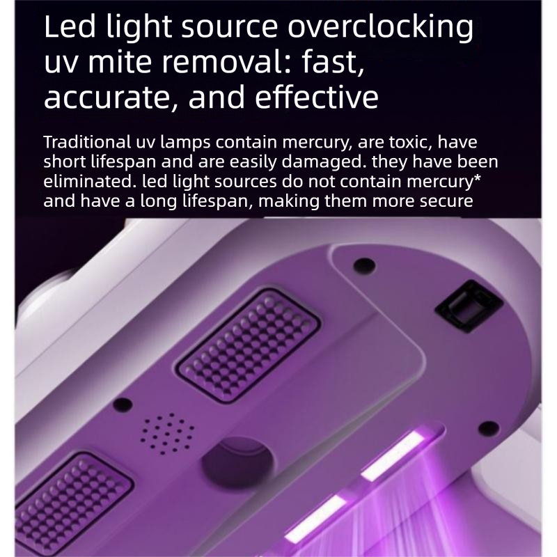 White Handheld Cordless Dust Mite Vacuum Cleaner Includes 3 filter cartridges LED Sanitizing Mattress Cleaner Dual Cup Separation Strong Suction 9000Pa Anti Allergen Home Winter Deep Cleaning Clean Portable